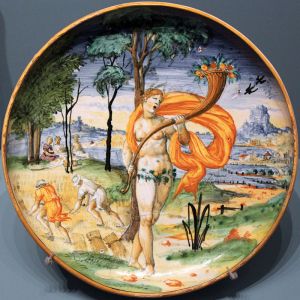Plato con imagen de Pomona